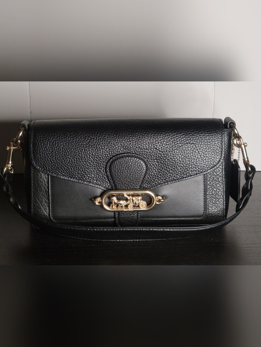 NWT Coach Jade Black Leather Shoulder Bag F91105 Discontinued